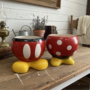 Disney Red and Yellow Mickey and Minnie Planter Set